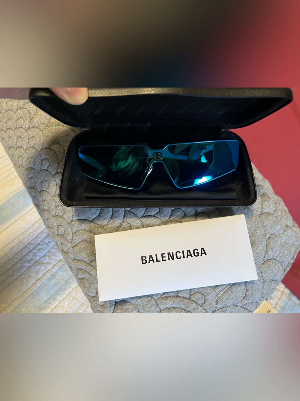 Balenciaga Women's Blue Shield Sunglasses with BB Logo